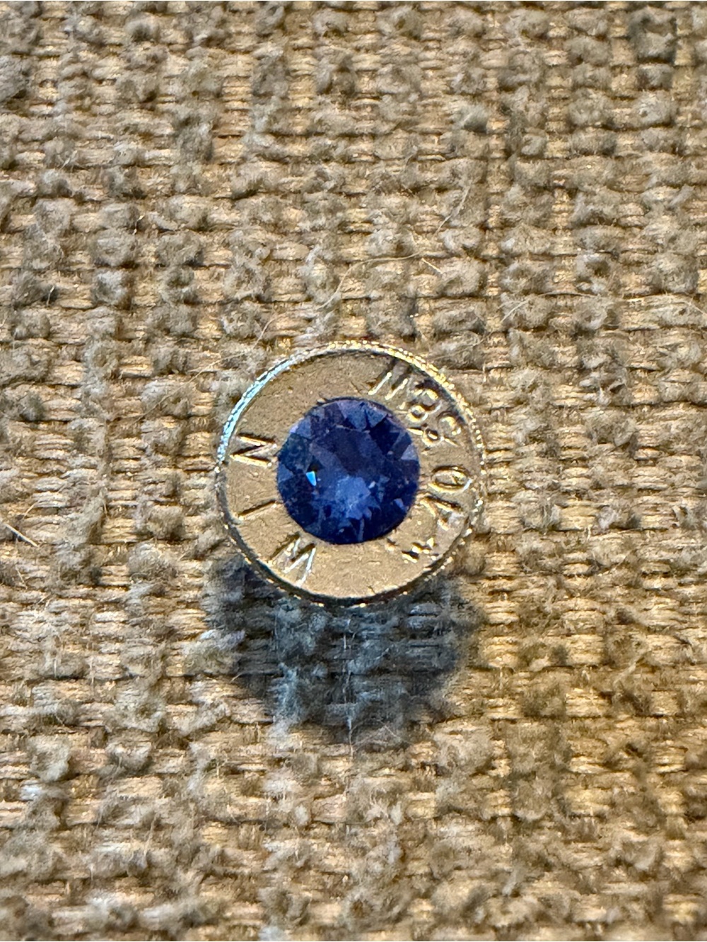 Bullet Slice Toe-Tack with Sapphire Swarovski crystal